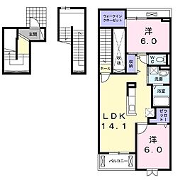 プライム・ガーデン2 2LDKの間取図画像