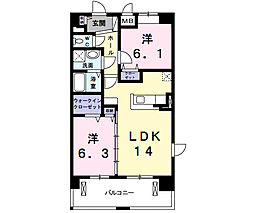 サニーレジデンス西三国Neo 2LDKの間取図画像
