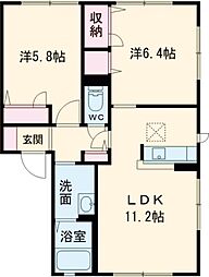 プレフェランス 2LDKの間取図画像