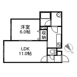 アドバンス菊水 1階1LDKの間取り