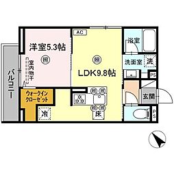 DーROOM庚午中 1LDKの間取図画像