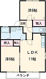 御殿場レジデンス2 2LDKの間取図画像