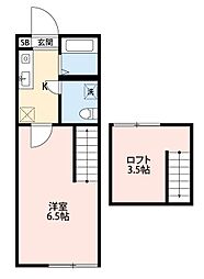 メゾンスーリール弐番館 1Kの間取図画像