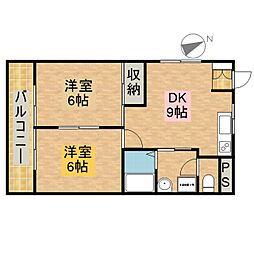 ドルフ佐鳴台 2DKの間取図画像