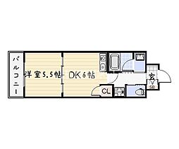 リード大手町 1DKの間取図画像