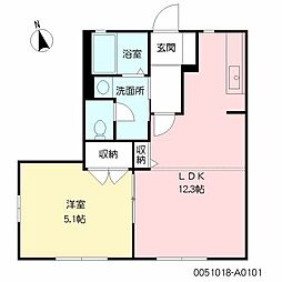バリュージュ恒久壱番館 1LDKの間取図画像