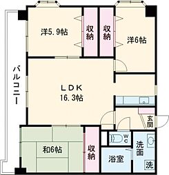 ブルージュ九品寺 3LDKの間取図画像