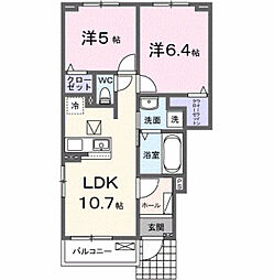 メゾングレーヌ東觜崎駅前A 2LDKの間取図画像