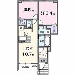 メゾングレーヌ東觜崎駅前A 2LDKの間取図画像