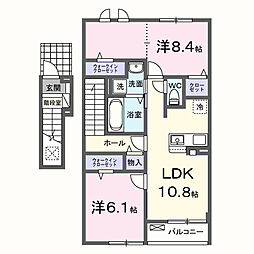 クラール倉治C 2LDKの間取図画像