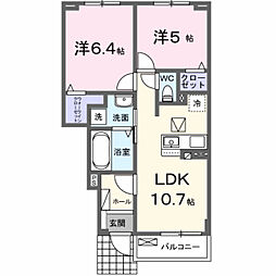 クラール倉治B 2LDKの間取図画像