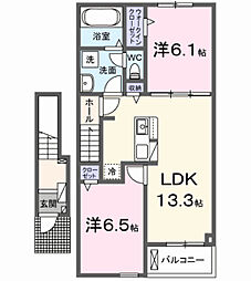アンソレイユ 2LDKの間取図画像