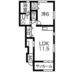 コーポK 1LDKの間取図画像