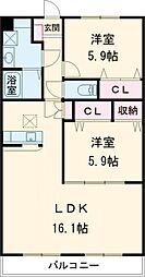 ルネス・ラシェーズ1 2LDKの間取図画像