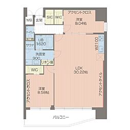 プレジオ北浜 2LDKの間取図画像