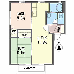 ディアス草野 2LDKの間取図画像