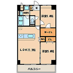 愛暮利伊フォーチュン北湊1 2LDKの間取図画像