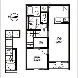 リーブルファイン戸田 1LDKの間取図画像