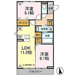 D-room姉体2 2LDKの間取図画像