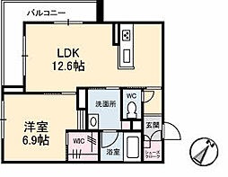 エイラント大福 1LDKの間取図画像