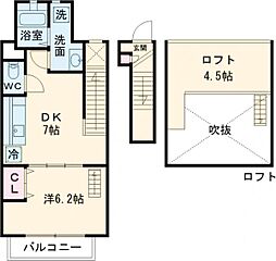 エバーソレーユ 1DKの間取図画像