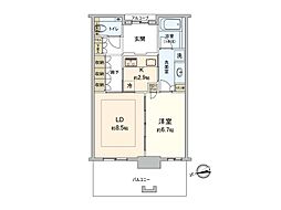 グラングリーン大阪 THE NORTH RESIDENCE 1LDKの間取図画像