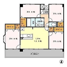 グランディール山王 4LDKの間取図画像