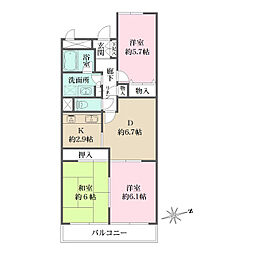 藤和シティコープ東寺尾 3DKの間取図画像