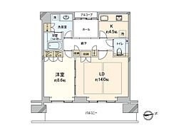 グラングリーン大阪 THE NORTH RESIDENCE 1LDKの間取図画像