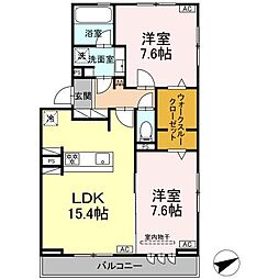 パークハイツ竜美 2LDKの間取図画像