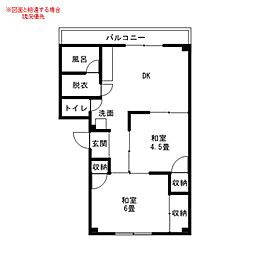 コーポ三宅 2DKの間取図画像