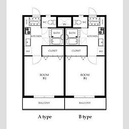 バーシティハウス泉A 1Kの間取図画像