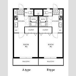 バーシティハウス泉B 1Kの間取図画像