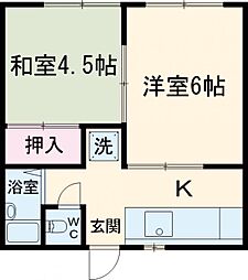 コスモスハイツ 2Kの間取図画像