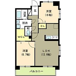パークハイツ美咲 2LDKの間取図画像