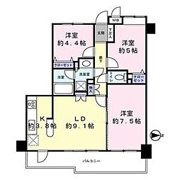 ボヌール八王子 3LDKの間取図画像