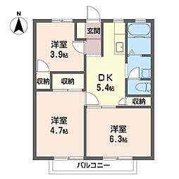 サンシティ大石A 3DKの間取図画像
