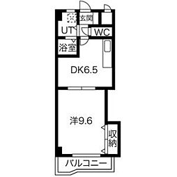 レジデンス黒龍 1DKの間取図画像