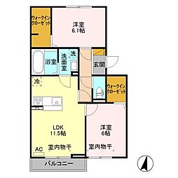 レフィナードB 2LDKの間取図画像
