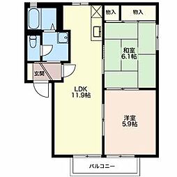 カサベルデ 2LDKの間取図画像