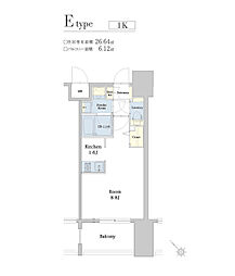 エンクレスト博多駅南SHARE 1Kの間取図画像