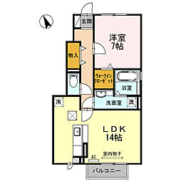 カーサフェリーチェA 1LDKの間取図画像