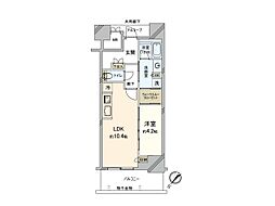 ジオタワー大阪十三 1LDKの間取図画像
