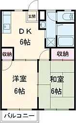 アーバンドリーム2 2DKの間取図画像