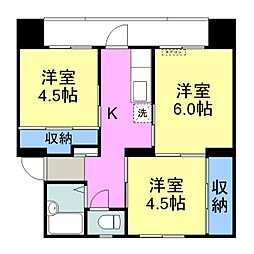 ヴィラナリー柳井 3Kの間取図画像