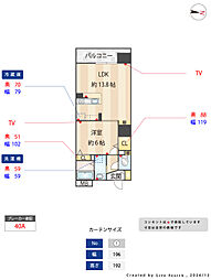 S-FORT警固タワー 1LDKの間取図画像