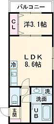 藤井寺市林4丁目アパート 1LDKの間取図画像