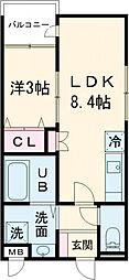 藤井寺市林4丁目アパート 1LDKの間取図画像