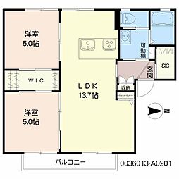 鐘ケ江アパート 2LDKの間取図画像