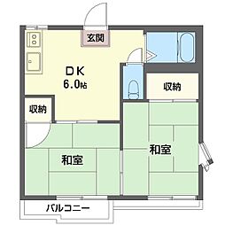 タウニー茅ヶ崎 2DKの間取図画像